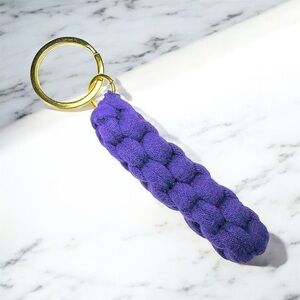 Purple Box Knot Keychain Gold Ring Braided T-Shirt Yarn Macrame Nautical Lanyard
